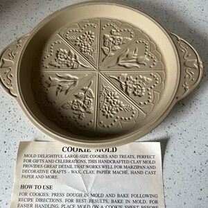 Vintage Clay Cookie Mold with Floral Design
